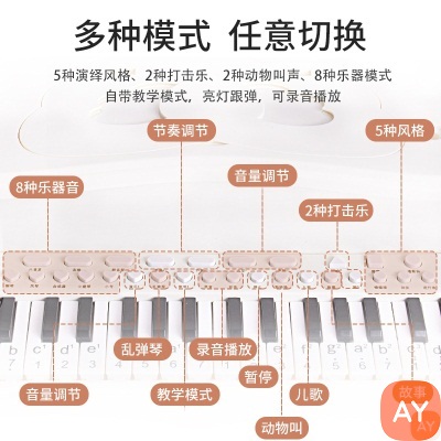 儿童钢琴玩具多功能电子琴带话筒初学者女孩宝宝3岁5小孩生日礼物